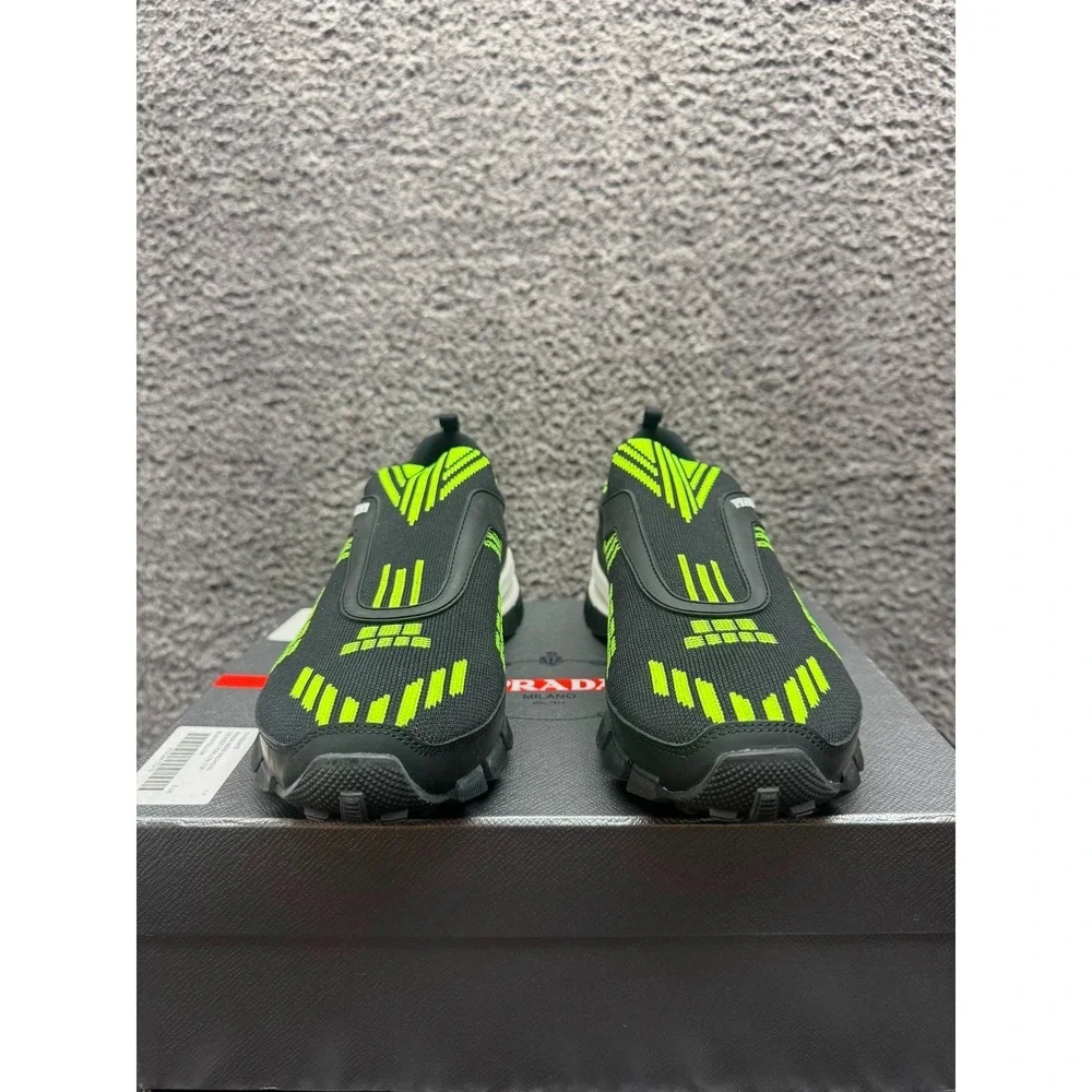 NWB Prada Crossection Low Top Slip On Sneakers Black Yellow Mens Size 7 UK